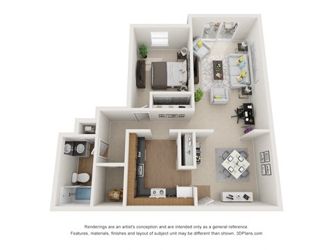 Floor plan for 1 bed, 1 bath, 787 sqft